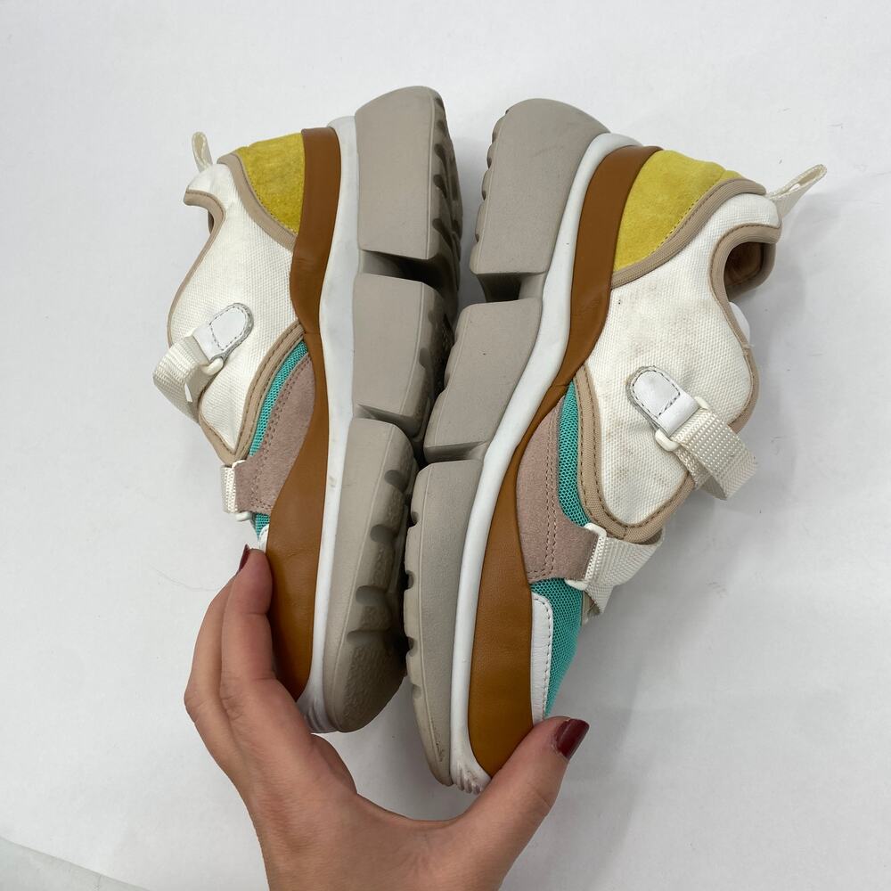Chloe EU 37 Multicolor Leather Mesh and Suede Sonnie Low-Top Sneakers - Picture 4 of 11